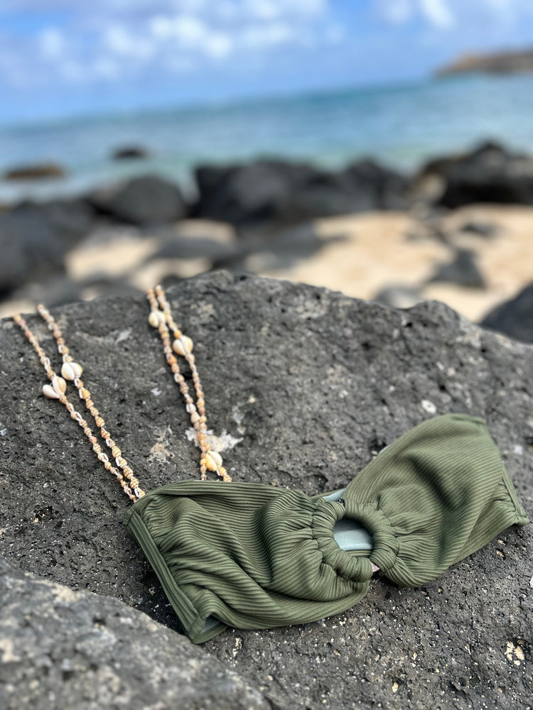 Rubi strapless bandeau bikini top-Amazon Green Rib