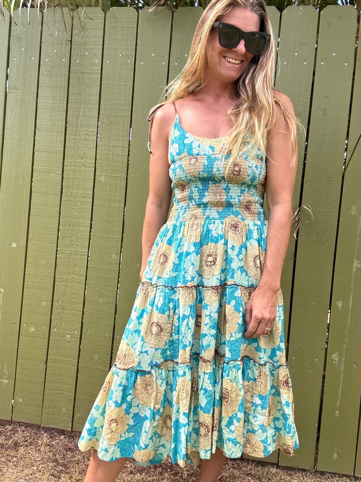 blue dress for baby girl Free People Dream Weaver Maxi Dress Teal – Pink Arrows Boutique main image 0