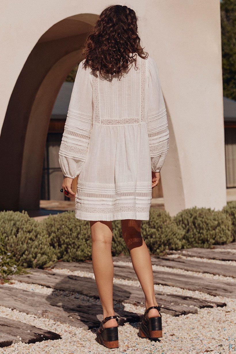 Spell Stevie Lace Boho Mini Dress - Camellia Medium Spell Stevie Lace Boho Mini Dress - Camellia Medium