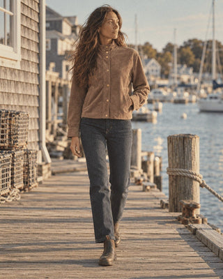 Blue and brown fall edit, The Ocean Drive Sueded Jacket by the water