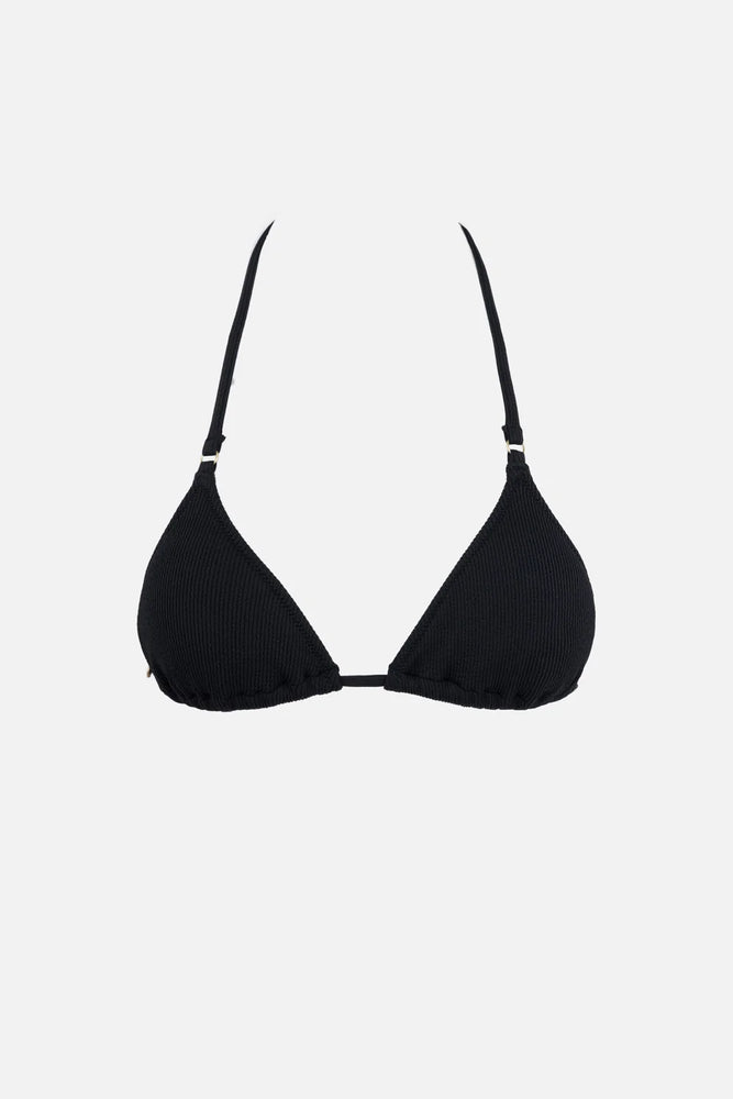 RHYTHM Isla Rib Eco Slide Tri bikini top-Black