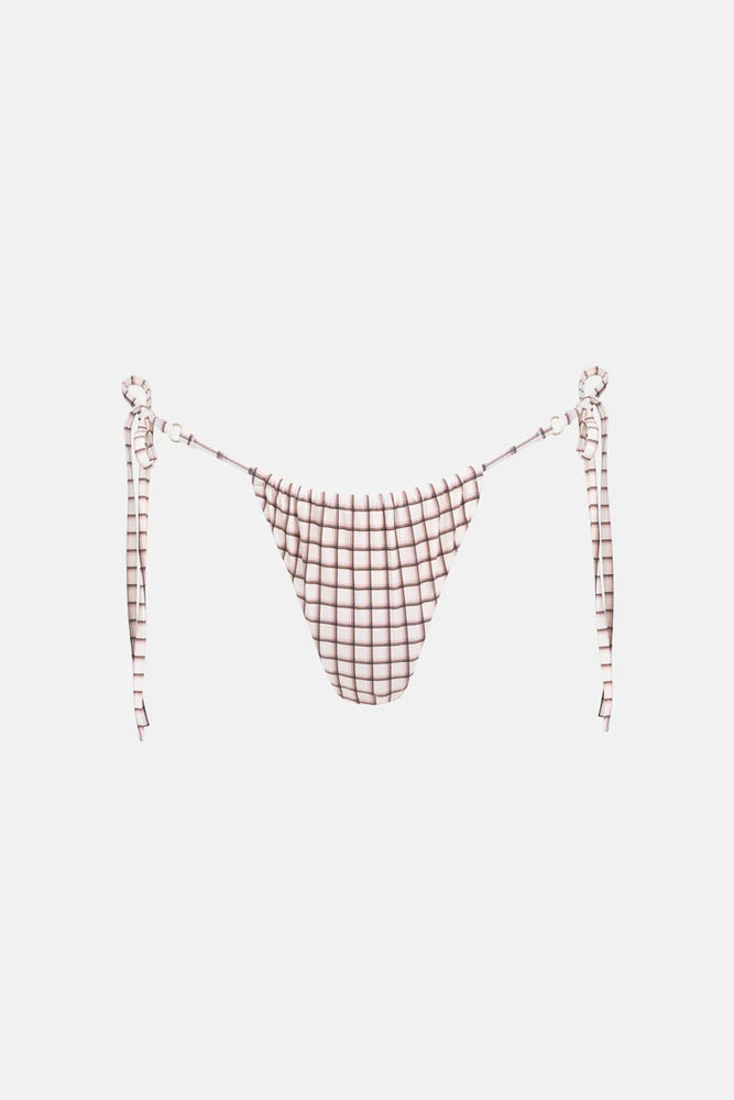 RHYTHM Rumi Check gathered tie side bikini bottom