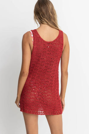 RHYTHM Maddie knit scoop neck midi dress-Red