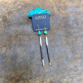 Porcupine Quill & Turquoise Earrings, Real Turquoise & Quill