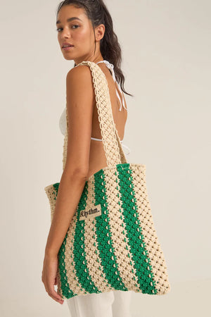 RHYTHM Dinero Striped Crochet Tote Bag