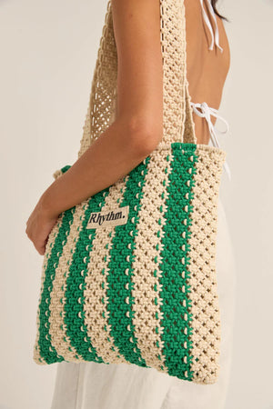 RHYTHM Dinero Striped Crochet Tote Bag