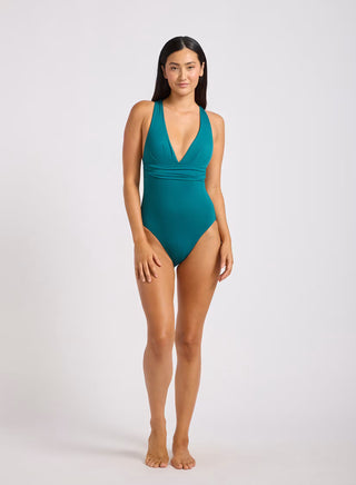 SEAFOLLY Cross Back One-Piece Swimsuit in Deep Teal