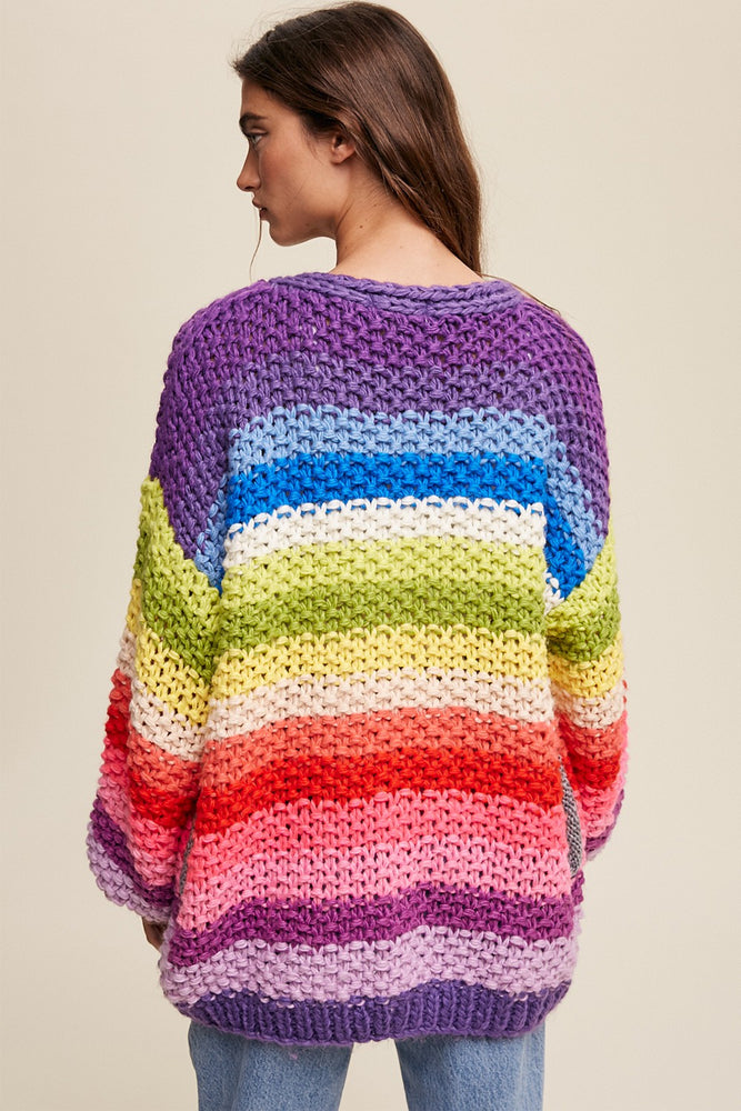 New Rainbow hand knit cardigan