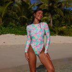 KULANI KINIS Long Sleeve one piece surf swimsuit- Coconut Dreams