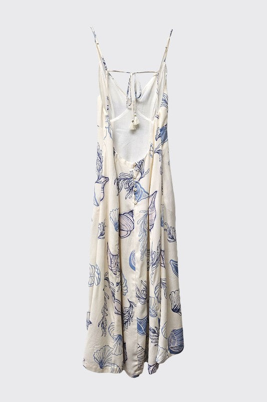 See Ya At The Beach Open Back Maxi Dress - Blue/Ivory