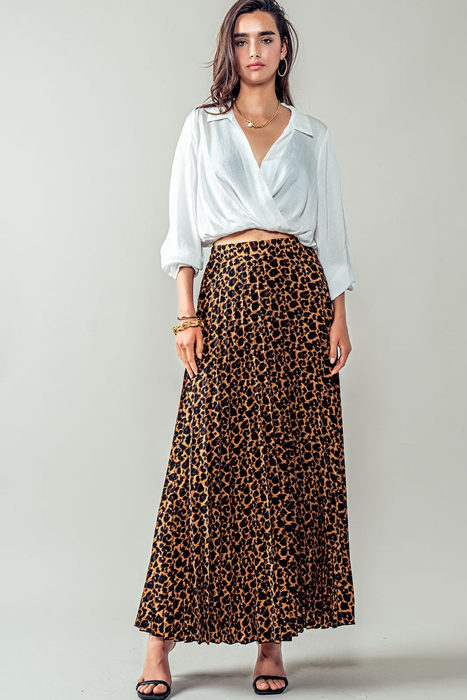 Jungle Days pleated maxi skirt