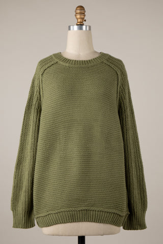 Beachside Cable Knit Sweater - Sage