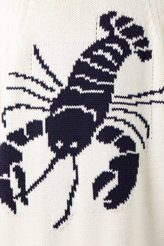 Lucky Lobster Cardigan - Cream/Navy