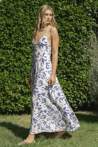 Blue Floral Maxi Dress - Salty Babe Dresses