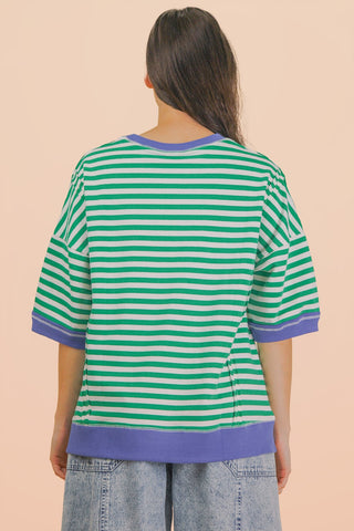 Green Striped Top - Salty Babe Tops