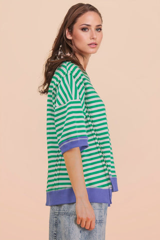 Green Striped Top - Salty Babe Tops