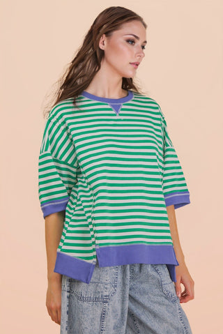 Green Striped Top - Salty Babe Tops