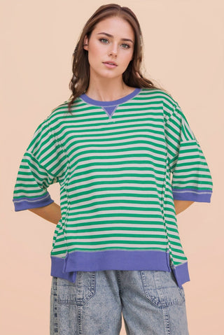 Green Striped Top - Salty Babe Tops