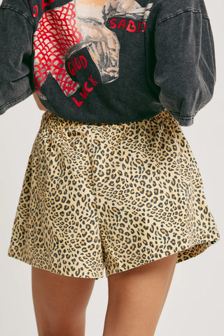 SABBI Mini Raving Hearts Short in Drill Leopard