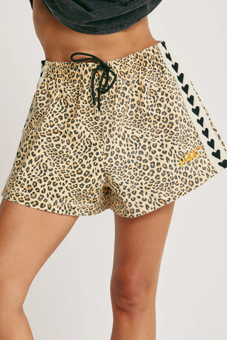 SABBI Mini Raving Hearts Short in Drill Leopard