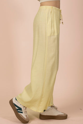Yellow Wide-Leg Pants - Salty Babe Pants