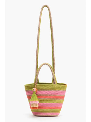 Recycled cotton striped mini tote bag