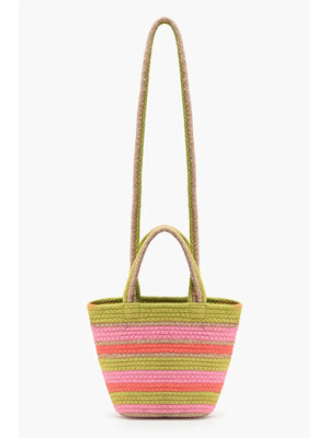 Recycled cotton striped mini tote bag