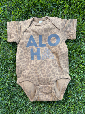 Aloha Arch Mommy & Me Tees & Onesies- Brown Leopard