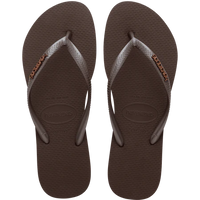 HAVAIANAS Slim Logo Metallic Sandal-Dark Brown