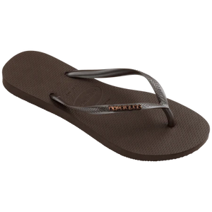 HAVAIANAS Slim Logo Metallic Sandal-Dark Brown