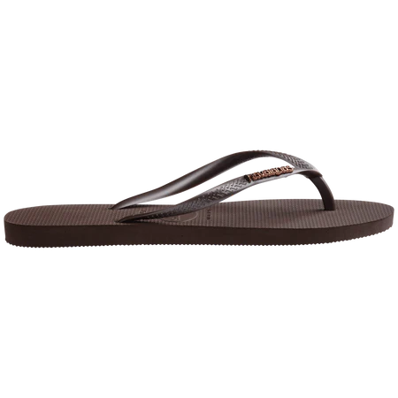 HAVAIANAS Slim Logo Metallic Sandal-Dark Brown