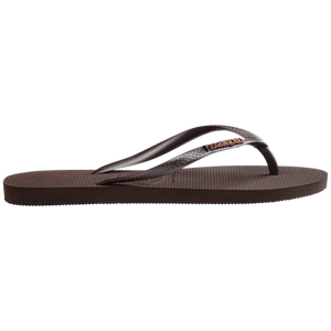 HAVAIANAS Slim Logo Metallic Sandal-Dark Brown