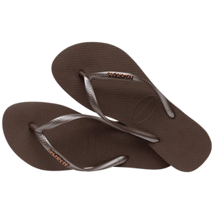 HAVAIANAS Slim Logo Metallic Sandal-Dark Brown