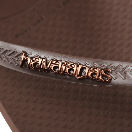 HAVAIANAS Slim Logo Metallic Sandal-Dark Brown