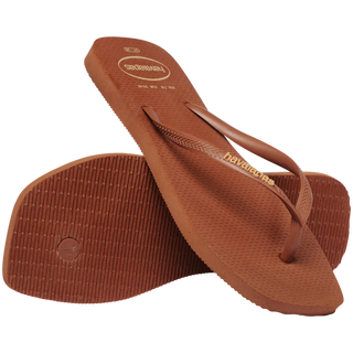 HAVAINAS Slim Square Logo Pop Up Flip Flops - Rust