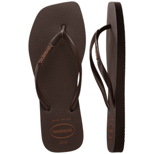 HAVAIANAS Slim Square logo pop up sandal-Dark Brown