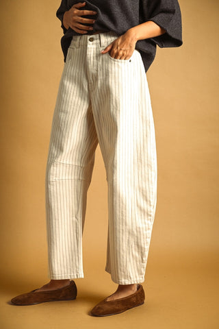 Pinstriped Pattern Barrel Pants - Apres Sea Ranch Pants 