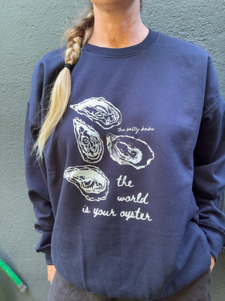 World Is Your Oyster Sweatshirt-Navy