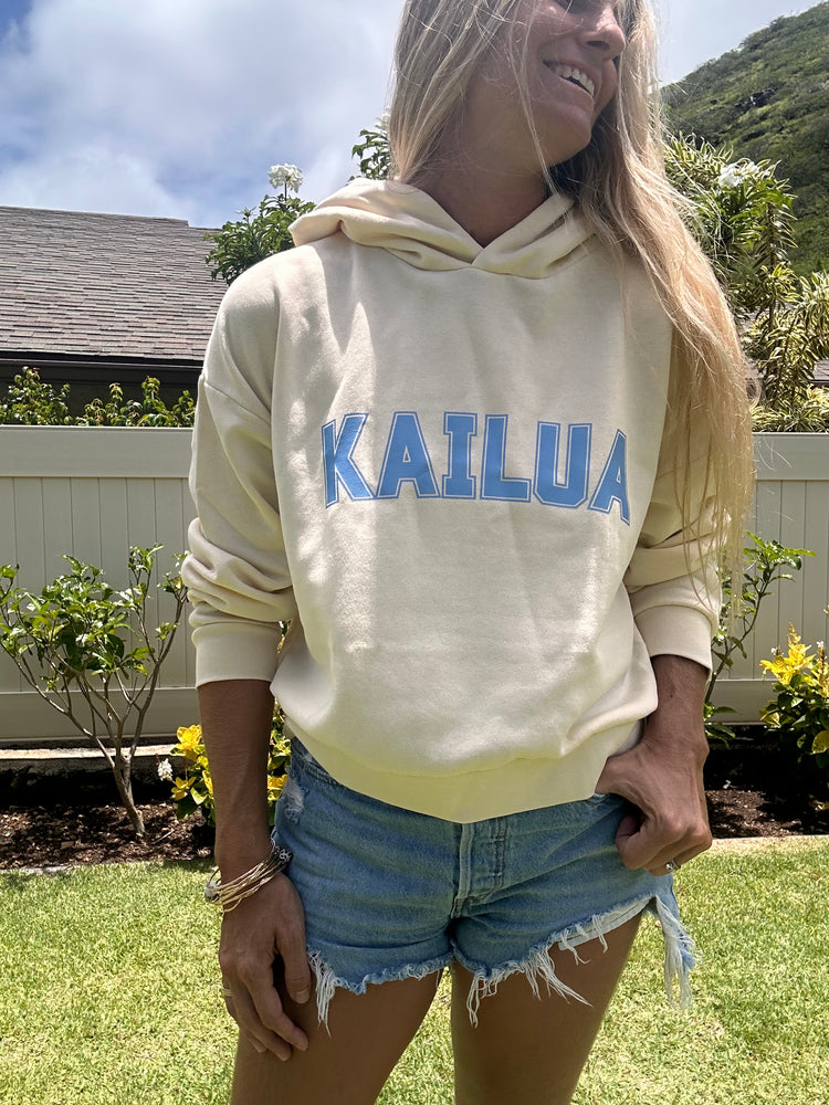 College of Kailua washed Sunday hoodie-Bone