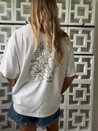 Kalo Aloha Oversized Tee-White/Green