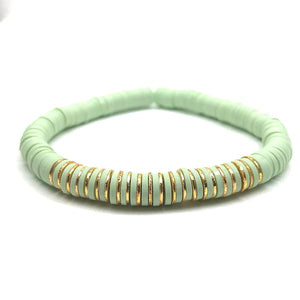 Gold Stripe Heishi Stretch Bracelet