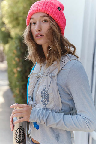 FREE PEOPLE Movement Cool Down Beanie in Hot Pink
