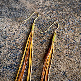 Mini Feather Earrings - Natural Mix/Gold, Boho Western