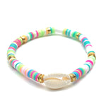 Mini Cowrie Heishi stripe bracelet