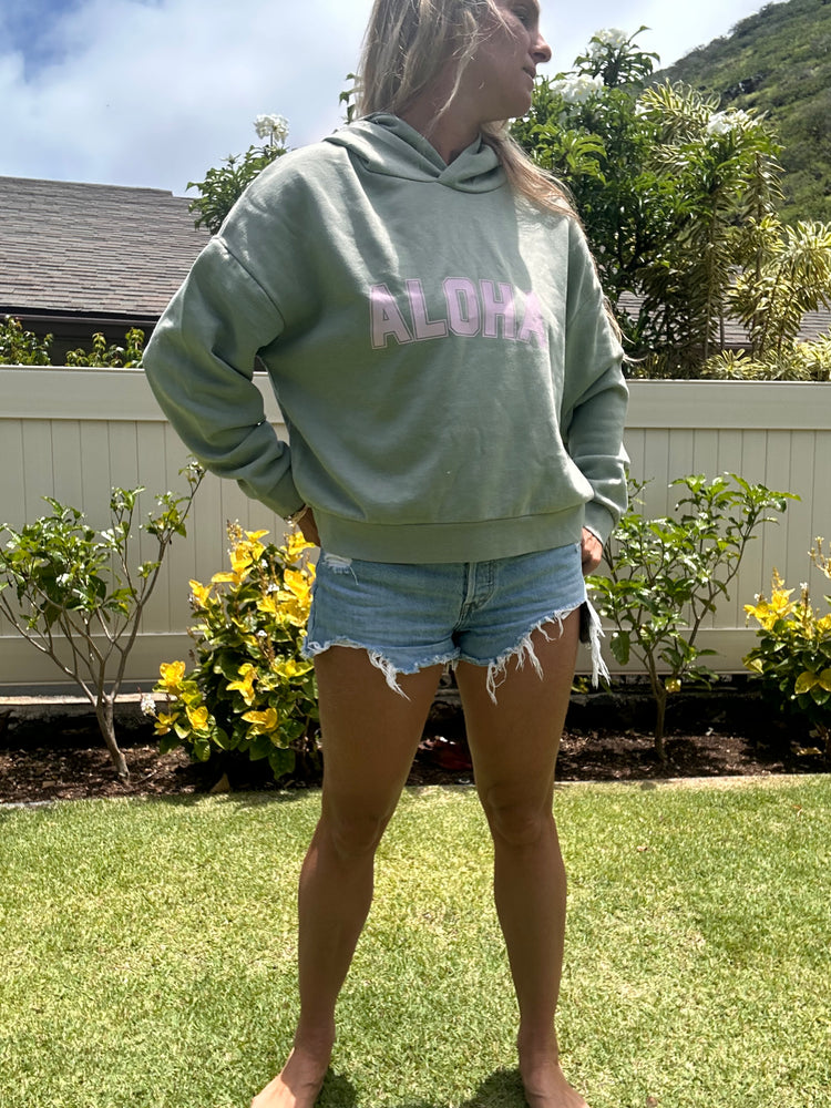 College of Aloha washed Sunday hoodie-Sage