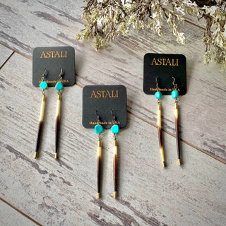 Porcupine Quill & Turquoise Earrings, Real Turquoise & Quill