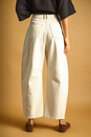 Pinstriped Pattern Barrel Pants - Apres Sea Ranch Pants 