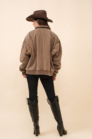 Atop The Mountain Washed Bomber Jacket