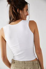 FREE PEOPLE Clean Lines muscle cami top-White