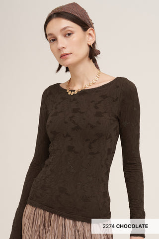 NIKIBIKI Floral Lace Boat Neck Top